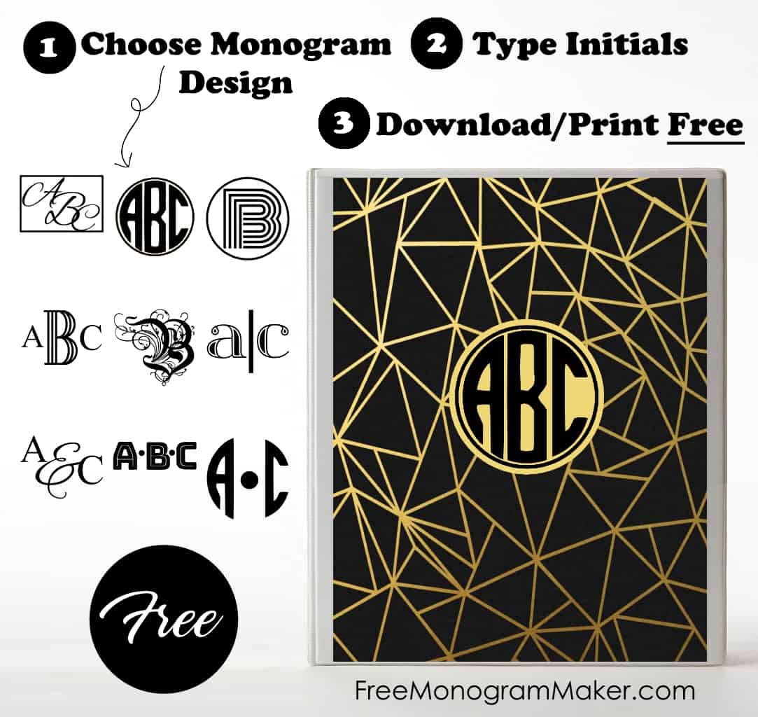 Free Monogram Binder Cover Customize Online Instant Download