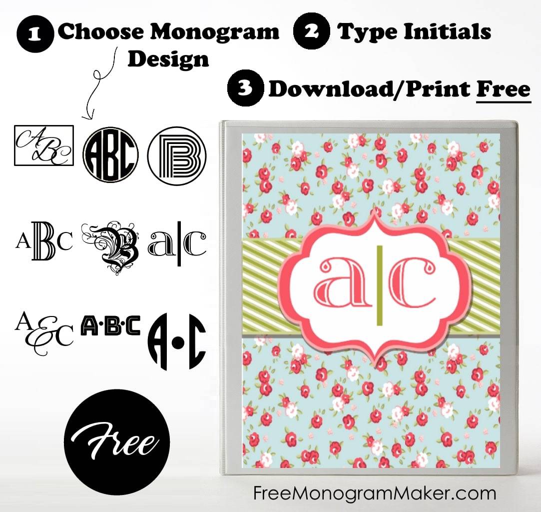 Free Monogram Binder Cover Customize Online Instant Download