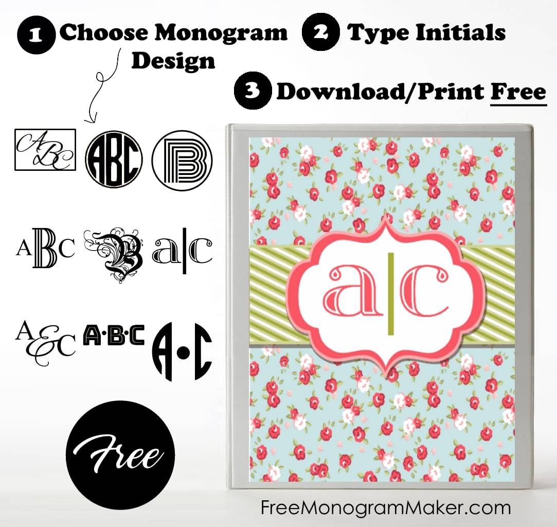 Free Monogram Binder Cover | Customize Online | Instant Download