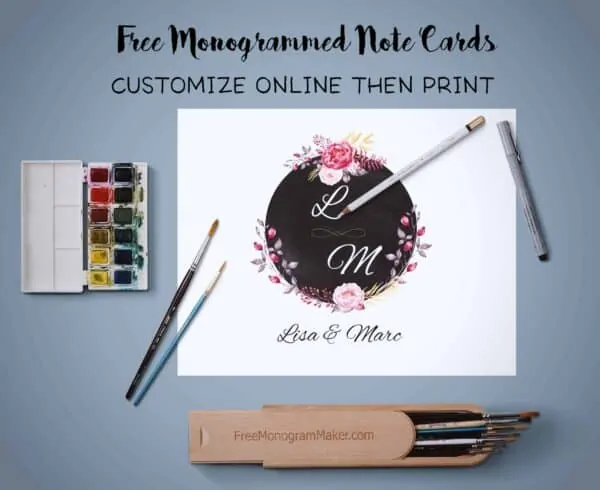 monogrammed note card
