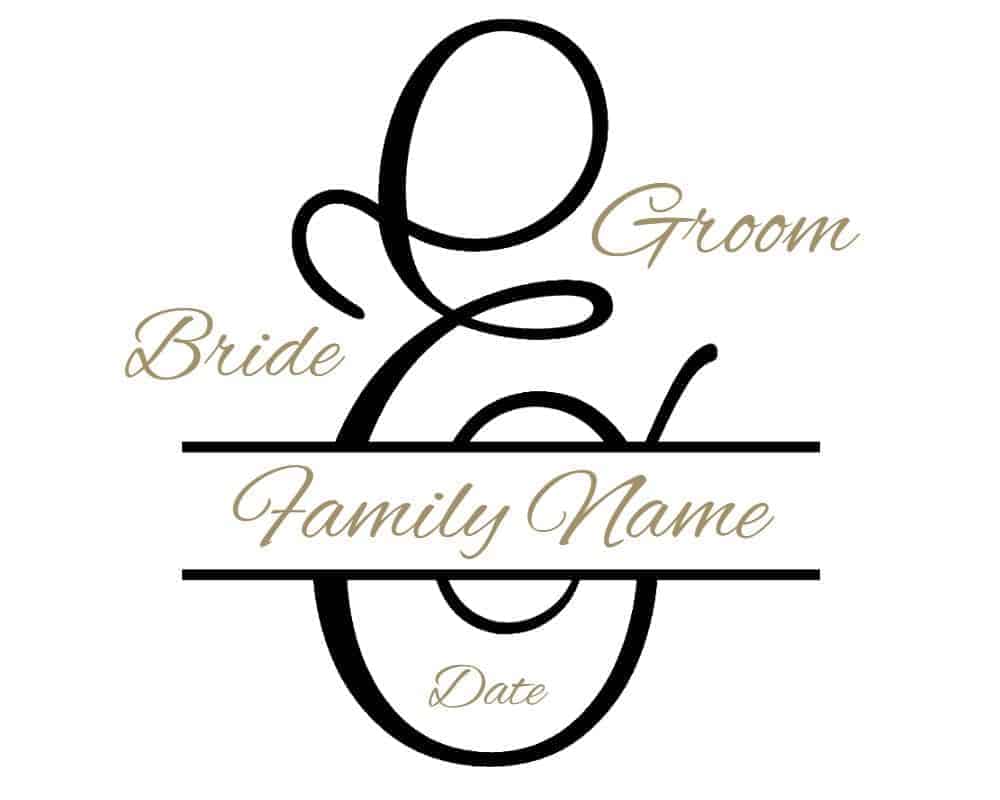 wedding monogram Custom Monogram wedding stencil with your names and date split letter monogram with names and year