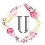Floral frame with one initial U