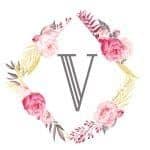 Floral frame with one initial V