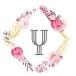Floral frame with one initial Y