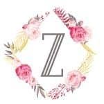 Floral frame with one initial Z