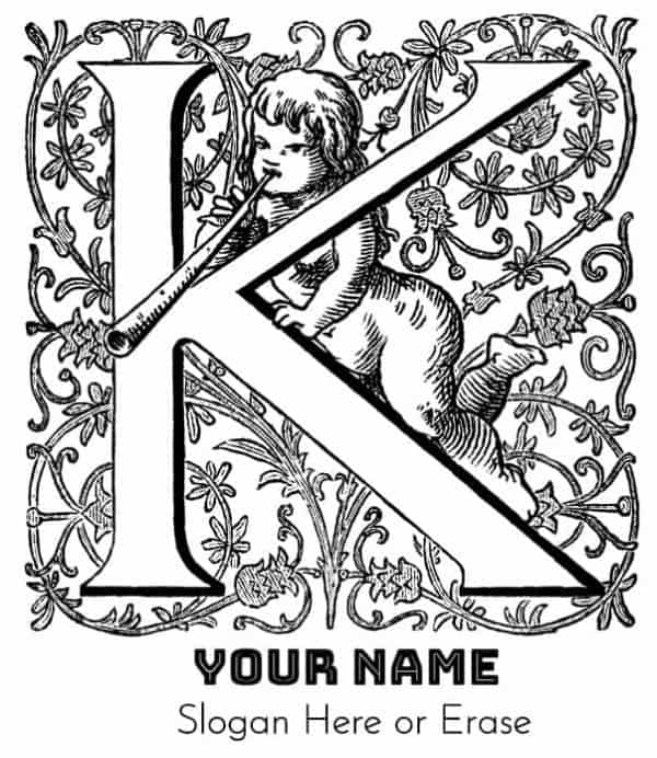 Monogram Letter Kelly Letter K Monogram | Customize Online | Instant Download