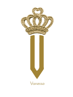 Letter V in gold with a gold glitter crown