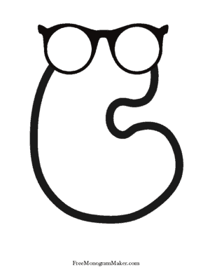 Cute C letter with sunglasses