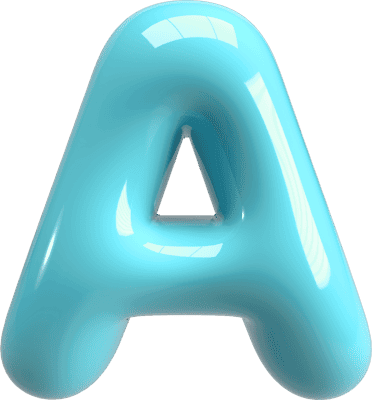 Bubble Letter (3D - Light Blue) A