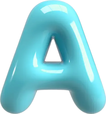 Bubble Letter (3D - Light Blue) A