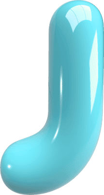 Bubble Letter (3D - Light Blue) J