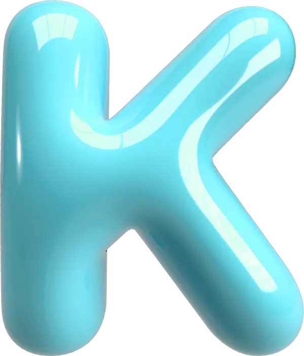 Bubble Letter (3D - Light Blue) K