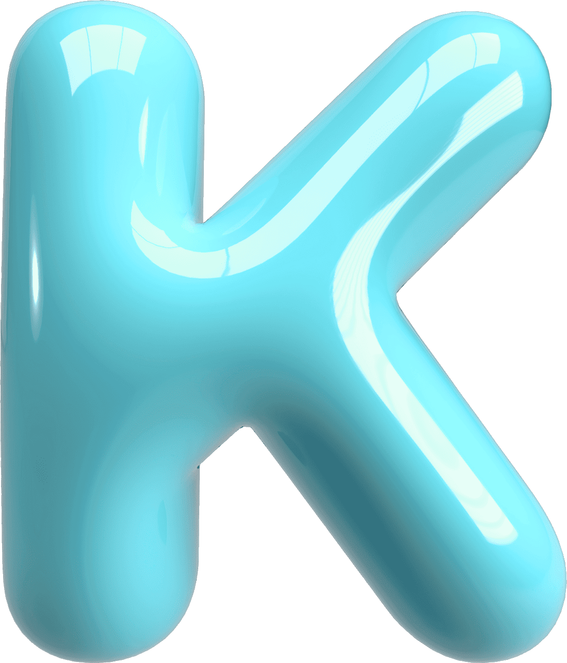 Bubble Letter (3D - Light Blue) K