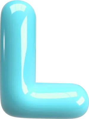 Bubble Letter (3D - Light Blue) L