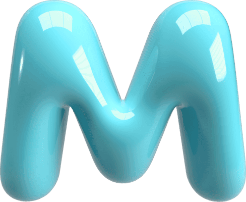 Bubble Letter (3D - Light Blue) M