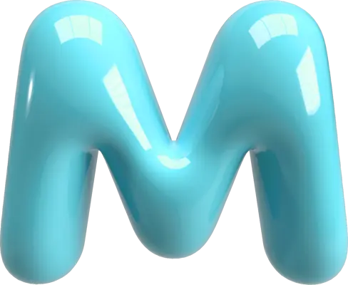 Bubble Letter (3D - Light Blue) M