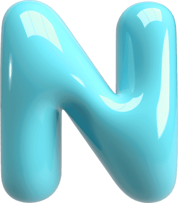 Bubble Letter (3D - Light Blue) N