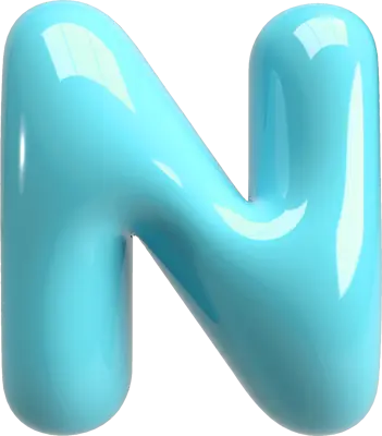 Bubble Letter (3D - Light Blue) N