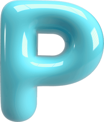 Bubble Letter (3D - Light Blue) P