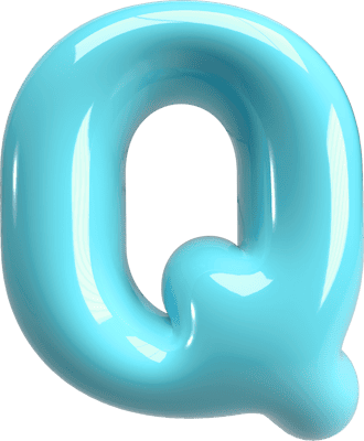 Bubble Letter (3D - Light Blue) Q