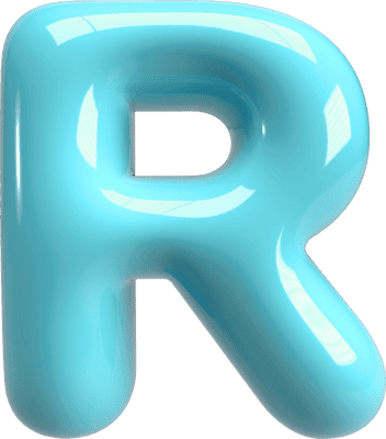 Bubble Letter (3D - Light Blue) R