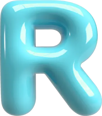 Bubble Letter (3D - Light Blue) R