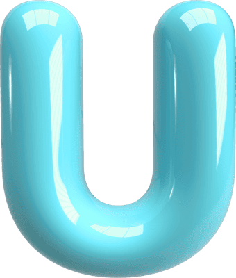 Bubble Letter (3D - Light Blue) U