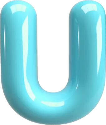 Bubble Letter (3D - Light Blue) U