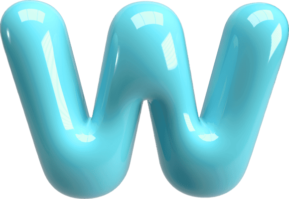 Bubble Letter (3D - Light Blue) W