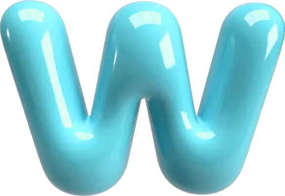 Bubble Letter (3D - Light Blue) W