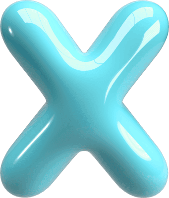 Bubble Letter (3D - Light Blue) X