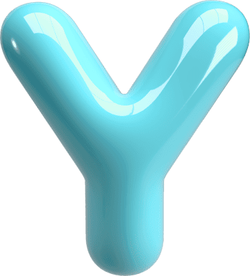Bubble Letter (3D - Light Blue) Y