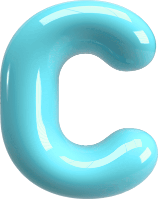 Bubble Letter (3D - Light Blue) C