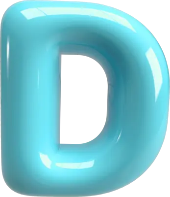 Bubble Letter (3D - Light Blue) D