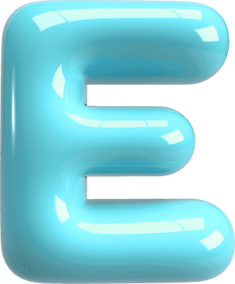 Bubble Letter (3D - Light Blue) E