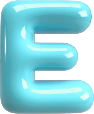 Bubble Letter (3D - Light Blue) E