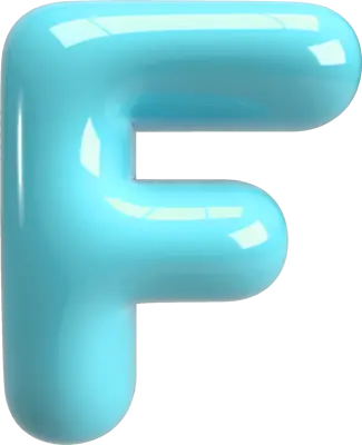 Bubble Letter (3D - Light Blue) F