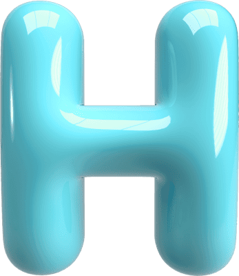 Bubble Letter (3D - Light Blue) H