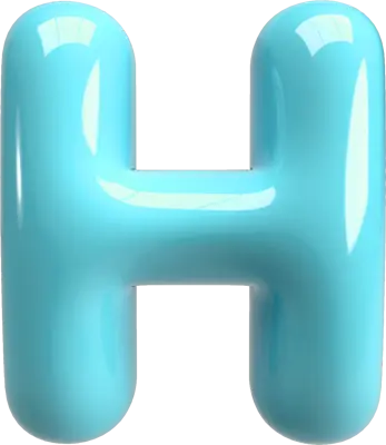 Bubble Letter (3D - Light Blue) H