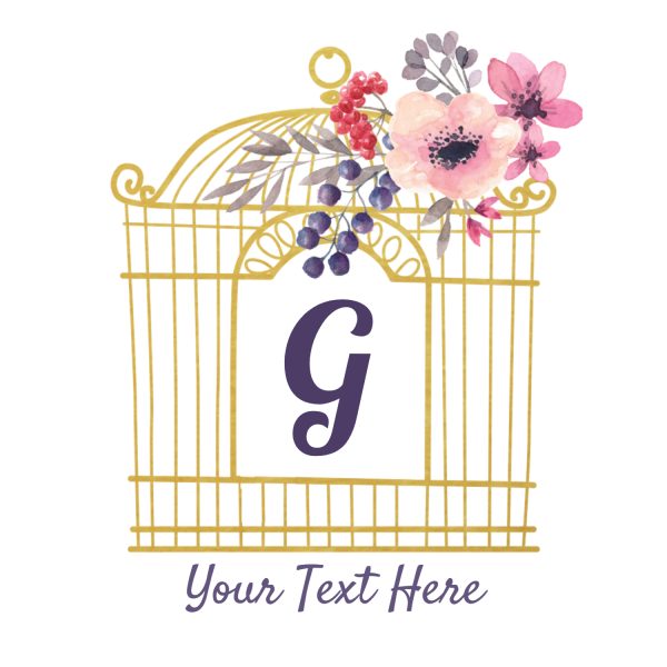 Gold bird cage with the G initial