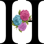Floral Letter H with 3 Flowers