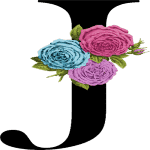 Floral Letter J with 3 Flowers
