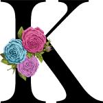 Floral Letter K with 3 Flowers