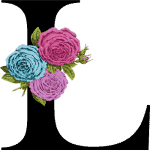 Floral Letter L with 3 Flowers