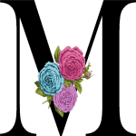 Floral Initial M with 3 Flowers