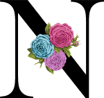 Floral Initial N with 3 Flowers