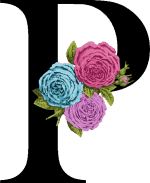 Floral Initial P with 3 Flowers