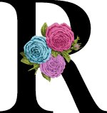 Floral Initial R with 3 Flowers