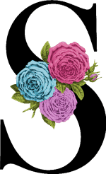 Floral Initial S with 3 Flowers