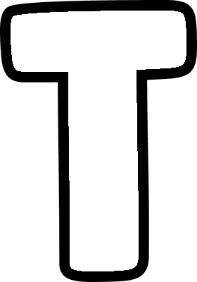 Bubble Letter T (Caps)